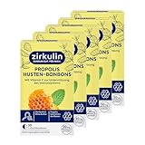 Zirkulin Propolis Hals- & Husten-Bonbons (5x 30 Stk.) – 20mg Propolis pro Bonbon - mit wertvollem Vitamin C & Menthol – Honig Orange Aroma – wohltuende Lutschbonbons – Ohne Zucker