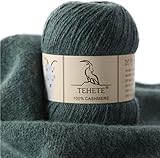 TEHETE 100% Kaschmir Garn zum Stricken, Häkelgarn 250 Metern Handstrickgarn 3-fädig 50g per Knäuel, seidig & edel Wolle, Grün