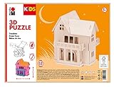 Marabu 317000000012 - KiDS 3D Holzpuzzle Traumhaus, mit 33 Puzzleteilen aus FSC-zertifiziertem Holz, ca. 16 x 20 cm groß, einfache Stecktechnik, zum individuellen Bemalen und Gestalten