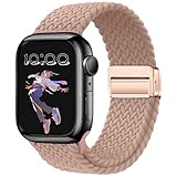 MokaZii Nylon Armband Kompatibel mit Apple Watch Armband 40mm 41mm 42mm 38mm, Magnetisch Verschluss Elastisch Stoff Sport Nylon Adjustable Armbänder für SE 2/SE, Series 10 9 8 7 6 5 4 3 2 1 (Rosa)