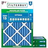 Filterbuy 30 x 36 x 2 Luftfilter MERV 13 Optimale Verteidigung (3er-Pack), plissierter HVAC AC Ofen-Luftfilter Ersatz (tatsächliche Größe: 75 x 90 x 4 cm)