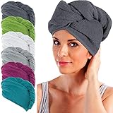 Erwin Müller Turban, Haarturban mit Knopf - auch als Kinderturban geeignet anthrazit Größe 28x70 cm - 100% Baumwolle, saugstark, Stabiler Halt - (weitere Farben)