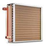 VEVOR Wärmetauscher Wasser-Luft, 40,64 x 40,64 cm mit 3-reihigen 9,53 mm Kupferanschlüssen, 193 Aluminiumlamellen Wärmetauscher für Holzöfen, Heizung und Kühlung im Wohnbereich und Warmluftheizung