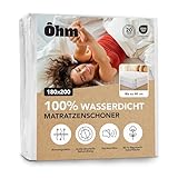 Matratzenschoner 180 x 200 cm | Matratzenauflage | Wasserdicht & geräuschlos | Hypoallergene & saugfähige Baumwolle | Anti-Milben | Rundum bis 40 cm | Oeko-TEX | Ôhm