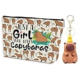 Kosmetiktasche für Mädchen,Mit Capybara-Schlüsselanhänger, Capybara Schminktasche Makeup Tasche mit Reißverschluss, Tragbar Kulturtasche Damen, für Reise Alltagsleben niedlich