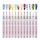 12 Farben 3D Nagelkunststift Set - DIY Nagellack Stift, Nail Graffiti Zeichnung Stift, Nagelkunst Zeichenstift für Nail Art, Nageldesign Zubehör für DIY Nail Art Pen Beauty Adorn Manicure Tools