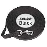 CtopoGo Hundeleine 6m /10m /15m geeignet als Schleppleine Langlaufleine Laufleine Fährtenleine Suchleine Feldleine Ausbildungsleine (15M, Schwarz)
