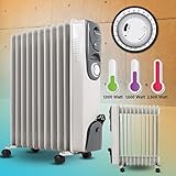 Heidenfeld Ölradiator ÖR200 | 𝟑 𝐉𝐀𝐇𝐑𝐄 𝐆𝐀𝐑𝐀𝐍𝐓𝐈𝐄 - 2500 Watt - Elektrische Heizung - Timerfunktion - Öl Radiator - Elektroheizung - Überhitzungsschutz - Abschaltautomatik (Weiß)