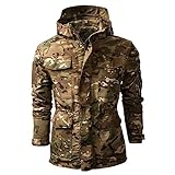 FASLOLSDP Outdoor Winterjacke Herren Outdoor Reißverschluss Langarm Gedruckt Mode Mantel Jacke Heiz Jacken Herren (Green, S)
