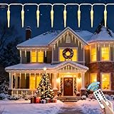 RIRIDAMAI LED Eiszapfen Lichterkette Außen,10M Lichterkette Zapfen,100 LED Eiszapfen Weihnachtsbeleuchtung Wasserdicht für Weihnachten Garten Außendeko Haus Dachtraufe Fenster Weihnachtsbaum Deko