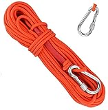 Kletterseil Hochfeste Sicherheitsseile Lang 20m Durchmesser 6mm Statisches Seil Outdoor Rettungsseil mit 1 Karabiner Festmacherleine Allzweckseil für Wandern Bergsteigen Outdoor Sport Camping