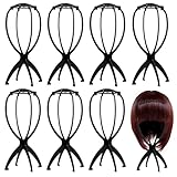 LTHERMELK 8 Stück Perückenständer Kunststoff faltbar Perückenhalter tragbar faltbar Perückenhalter Kopf kurze Perücken Display Stand Werkzeug für die meisten Perücken Hüte Lagerung Reisen (Schwarz)