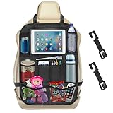 Autositz Organizer, Auto Organizer mit 2 Auto Lagerung Haken, Rückenlehnenschutz Auto Kinder mit Tablet Tasche, Wasserdicht Oxford Tuch Rücksitz Organizer, Schwarz (59x42cm/23x17in)