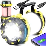 Retoo Handscheinwerfer Led Taschenlampe Extrem Hell Wiederaufladbare USB Handlampe Suchscheinwerfer Laterne Strahler für Camping Outdoor Wandern mit Akku 3700mAh und Griff