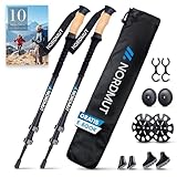 NORDMUT® Wanderstöcke Teleskop Alu | Nordic Walking Stöcke Damen und Herren | Ultraleichte Trekkingstöcke [mit Gummipuffer Set] verstellbar mit Echt Kork Griff