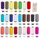 Nähgarn für Nähmaschine, Nähgarn Set Enthalten 25 Spulen 400 Yard/Rolle, 25 Spulen 50 Yard/Rolle mit Nähgarn-Box, und 16 Stück Nadeln, Polyester Nähmaschinengarn für Nähmaschine(25 Farben)