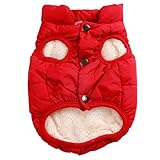 Mit Fleece gefütterte Hundejacke mit 2 Schichten von JoyDaog, sehr warm für den Winter und kaltes Wetter, extraweiche, winddichte Hundeweste(XS, rot)