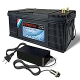 Lifepo4 24V, 100Ah Akku 2560Wh mit BMS Ersetzt AGM oder Gel Autobatterie für Solaranlage, Geeignet für Solaranlagen, Wohnmobile, Boote, Häuser, Solarpanel-Kits und Camping - mit lifepo4 ladegerät