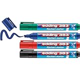 edding 383 Flipchart-Marker - 4er-Set - schwarz, rot, blau, grün - Keilspitze 1-5 mm - Stift zum Schreiben, Zeichnen und Markieren auf Flipcharts - Tinte schlägt nicht durch Papier -trocknet nicht aus