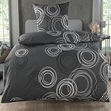 MALIKA Bettwäsche 135x200 Baumwolle Sets, Kreismuster Bettbezug 135 x 200 cm, Kissenbezug 80x80 cm, Renforcé, Oeko-TEX Bettwäsche mit Reißverschluss