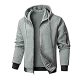 Generisch Winterjacke Herren Jacke mit Kapuze Reißverschluss Cardigan mit Taschen Waffelstruktur Mantel Langarm Oberbekleidung geeignet für Stadtbummel Büro Sport Reise