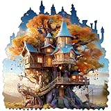 AAGOOD Holzpuzzle Erwachsene,213 Stücke Magisches Holzpuzzle Einzigartige Puzzle Einzigartig geformte Puzzleteile Puzzle Holz Erwachsene Autumn Tree House (M)