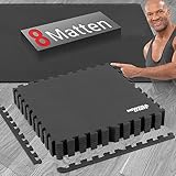 Miweba Sports Bodenschutzmatte BS100 | Sportmatte 3,175 m² - Set 8-teilig - 63,5 x 63,5 x 1,2 cm - Puzzlematte - Gymnastikmatte - Fitnessmatte - Turnmatte - Trainingsmatte - Bodenmatte (Anthrazit)