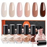 Modelones Nagellack 6 PCS Schnelltrocknender Nude Rosa, Ungiftig Wasserbasis, Gel Ohne UV-Lampe, Langanhaltend, Geschenk für Frauen und Mädchen