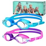 Starweh Taucherbrille Kinder, 2 Stück Schwimmbrille Kinder 3-14 Jahre, Anti-Beschlag Wasserdichte Kinder Schwimmbrille, Weiche Silikon-Schwimmbrille mit Tragbarer Tasche für Mädchen Junge