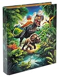 goldbuch 37 157 Ringbuch Vulkan, Ordner, Maße 26 x 32 x 4 cm, Einband aus Kunstrdruck, Hefter mit 2-Ringmechanik aus Metall, Ringordner Format DIN A4, Aktenmappe Dinosaurier-Motiv, Ringmappe Dino
