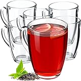 KADAX Teegläser, Wassergläser mit Henkel, 6er Set, Glastassen, Saftgläser, Gläserset, Gläser für Tee, Kaffee, Wasser, Drink, Eistee, Saft, Trinkgläser, Kaffegläser (Lina, 350ml 6 Stück)