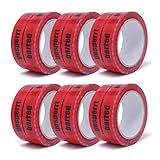 gws 6 Rollen Paketband gesperrt Rot PP leise | Verpackungsklebeband Profi-Qualität | Hinweisband deutsch/englisch/französisch/italienisch| 50 mm x 66 m