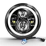 CO LIGHT 7 Zoll Scheinwerfer Motorrad 1PC Rund Zusatzscheinwerfer Motorrad Headlight mit DRL Hi-Lo Beam, E Geprüft, für R0a-d K-ing Ul-tra Clas-sic E-lectra Str-eet Gli-de Tri C-v0