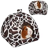 Kuschelsack Meerschweinchen Höhle Waschbar Kaninchen Kuschelhöhle Winter Gemütliches Kleintierbetten für Zwergkaninchen (Leopardenmuster)