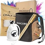 GNARCORE® *NEU* - Komplett Set aus Chalkbag, Chalk Ball und Boulder Bürste - Alles für die nächste Klettersession - Ideal für Anfänger und Fortgeschrittene - Perfektes Bouldern Geschenk Schwarz-Braun