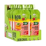 Bob Snail Quetschi Quetschbeutel 10x120g – 100 % Fruchtpüree ohne Zuckerzusatz mit Apfel, Banane, Erdbeere, Mango & mehr Vorteilspack Vegan & wiederverschließbar (Kaki-Pink Guave)