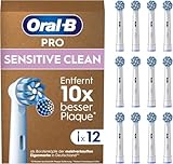 Oral-B Pro Sensitive Clean – ORIGINAL Aufsteckbürsten für Elektrische Zahnbürste – Sanfte Zahnreinigung, Ersatzbürsten mit X-Borsten, Zahnbürstenaufsatz, Briefkastenfähige Verpackung – Weiß, 12 Stück