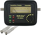 DUR-line® SF 2450 B - Satfinder - Messgerät mit Gummi-Schutzhülle zur exakten Justierung Ihrer digitalen Satelliten-Antenne - hohe Empfindlichkeit - inkl. F-Kabel und toller Anleitung