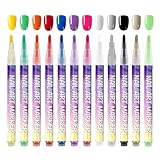 12 Farben Nails Art Stifte Set, 3D Gel Nails Art Marker zum Malen von Nägeln, schnell trocknende Dotting Point Liner Stifte für DIY Nail Zeichnung Malwerkzeuge