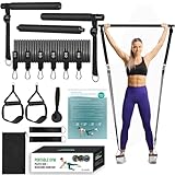 KRTOYUST® Pilates Bar Kit,Fitnessbänder für Yoga,Verstellbarer Smart Workout Bar,Widerstandsbänder Krafttraining,Fitnessgeräte für Zuhause oder Reisen,mit 6 Pilates-Resistance Bands (Schwarz)