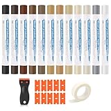 12 Farben Hartwachs Reparaturset zur Möbel und Bodenreparatur, Laminat Reparaturset mit Schaber für Holz, Parkett, Laminat, Fliesen, Vinyl - Behebt Kratzer, Löcher und Schäden an Arbeitsplatten