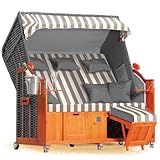 Strandkorb Hanse Ostsee 2,5 Sitzer Klassik XXL 160cm breit - Volllieger bereits montiert inkl. Strandkorbrollen ideal für Zuhause, Balkon und Terrasse