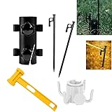 Sonnenschirmständer mit Rasendorn, erdspieß Sonnenschirm Sonnenschirm Set, Ausgestattet mit Hammer, Zeltheringabzieher, Regenschirmhaken, sonnenschirmständer Strand für Terrassen, Garten, Strand Gras