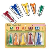JTENG 5 Stück Schrägbandformer Schrägband Werkzeug Set für Aufbügelbares Schrägband Breiten 6 mm, 9 mm, 12 mm, 18 mm und 25 mm, Tape Maker Set Edelstahl Nähen Zubehöre Handbuch DIY Patchwork Kit,