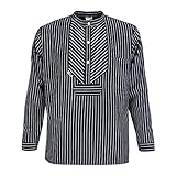 modAS Unisex Finkenwerder Fischerhemd Basic Line - Hemd Seemann Skipper Fischer-Hemd gestreift aus Baumwolle mit Breiten Streifen in Blau Größe XL
