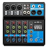 Mini Audio Mixer, DJ Soundboard Mischpult Konsolensystem mit 5-Kana-48-V-Phantomspeisung-USB-Bluetooth-Reverb-Effekt für KTV, Bühnenauftritte, Konferenzen