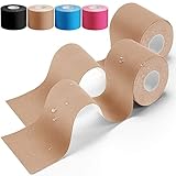 HONYAO® Kinesiotapes 2 Stück, Kinesiologie Tape (5m×5cm), Physio Tape für Schulter, Rücken, Knie, Ellenbogen und Nacken, Sporttape, Hautfreundlich, Elastisch & Wasserfest - Hautfarben