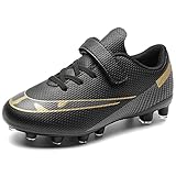 ASOCO DREAM Fußballschuhe Kinder Jungen Mädchen Low-top Stollen Spikes Cleats Outdoor Athletics Trainingsschuhe Sportliche Fussballschuhe,Schwarz,39 EU