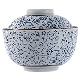 Warmhm Japanische Keramik Suppenschüssel mit Deckel Leichte Multifunktionale Reisschale für Miso Suppe Dampfgaren und Servieren Geeignet für Zuhause Restaurant und Buffet