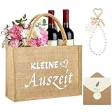 Yuaerbuo Jutetasche Kleine Auszeit Geschenktasche mit Taschenanhänger Grußkarten Umschläge,Tragetasche Jutebeutel mit Spruch Kleine Auszeit Korb Geschenk Frauen zum Entspannung Geschenk